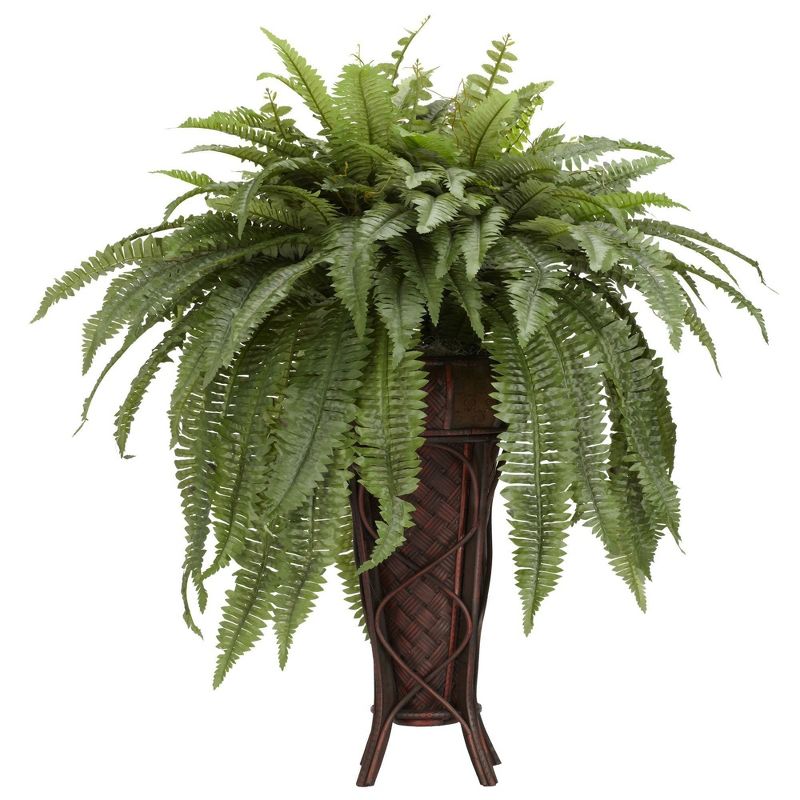 Nearly Natural 38-in Boston Fern w/Stand Silk Plant, 2 of 3