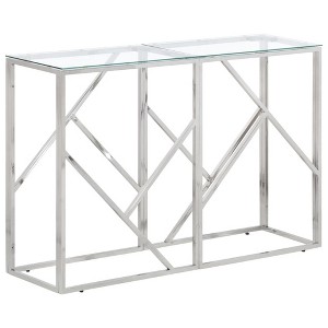 vidaXL Console Table Hallway Living Room Stainless Steel and Tempered Glass - 1 of 4