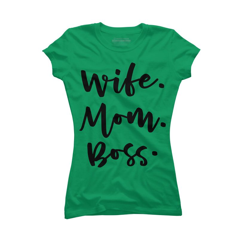 Junior's Design By Humans Wife. Mom. Boss. By TheBlackCatPrints T-Shirt, 1 of 3