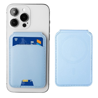 Laromni "Magnetic 2-in-1 Leather Wallet & Phone Stand with 3 Card Slots, 180° Adjustable for iPhone 12-15" Blue