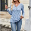 Coolmee Womens Waffle Knit Tops V Neck Long Sleeve Shirts Henley Dresy Casual Blouses Fall Outfits - 2 of 4