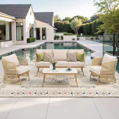 Outdoor Patio Furniture Set All Weather Wicker Conversation Set