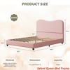 Twin/Full/Queen Size Bed Frame for Kids w/ Velvet Upholstered Headboard, Cute Low Profile Platform Bed for Girls and Boys - 2 of 4