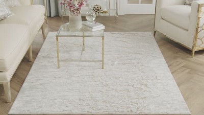 Gray Abstract 5' x 7' Synthetic Easy Care Area Rug