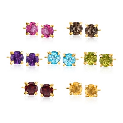 Ross-Simons 7.00 ct. t.w. Multi-Gemstone Jewelry Set: 7 Pairs Of Stud Earrings in 18kt Gold Over Sterling