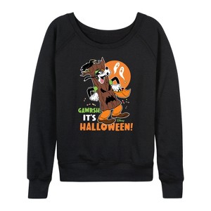Women's - Disney - Gawrsh It's Halloween Lightweight French Terry Wide Neck Long Sleeve Shirt - 1 of 4