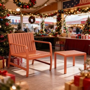 Gulches 2-Piece Indoor/Outdoor Furniture Set - 1 Chair & 1 Coffee Table, Waterproof PP Material, All-Weather Patio Conversation Set - 1 of 4