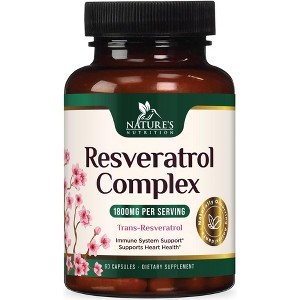 Resveratrol Capsules 1800mg Natural Antioxidant, Anti Aging, Anti Inflammatory - 60 Capsules By Nature's Nutrition - 1 of 4