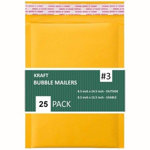Link #3 8.5" X 14" Kraft Paper Bubble Mailers Padded Self Seal Shipping Envelopes Pack of 10/25/50/100 - 1 of 4