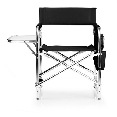Black Aluminum Camping Chair with Side Table and Storage