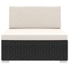 vidaXL Patio Furniture Rattan Sofa Chair Middle Seat with Cushions Poly Rattan - Black and White - 3 of 4
