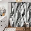 Grey striped shower curtain, 72x72 inch, waterproof bathroom curtain with hooks. - 2 of 4
