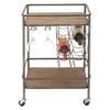 Olivia & May Metal and Wood 2 Tiered Wine Rack Chart Gray: Multilevel Beverage Serving Cart with Storage - 2 of 4