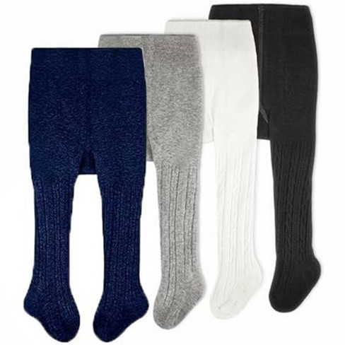 Cozyway Cable Knit Cotton Leggings tights For Baby Girls 4 Pack White black gray navy Blue 6 12 Months Old Target