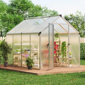 Greenhouse for Outdoors, Heavy-Duty Walk-In Design with Roof Vent, Ground Nails & Sliding Lockable Door, for Garden Backyard - 1 of 4