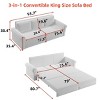 King Size Chesterfield Sofa Bed, 3 in 1 Convertible Bed with Nailhead Trim & Rolled Arm, Iron Frame Sofa Bed with Cotton Filling-Baofuwish - 4 of 4