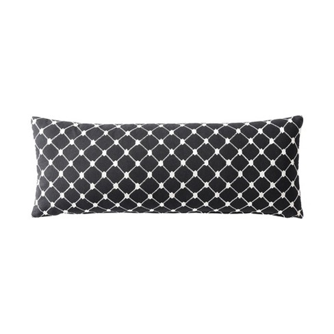 Linen Classique, Dotted Windowpane Decorative Pillow, Black, 12x32 ...