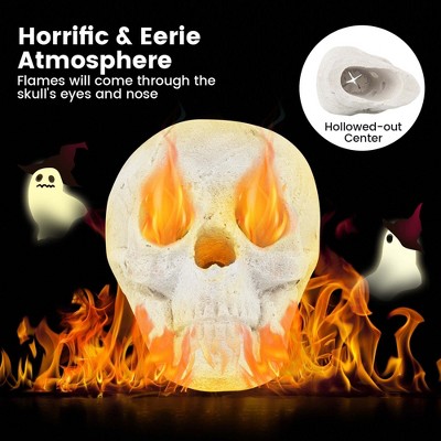 Beige Ceramic Fireproof Fire Pit Skull for Halloween
