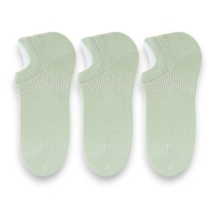 Anna-Kaci 3-Pack Women's Pure Cotton Low Cut Socks with Heel Grip Anti-Slip Design, Green - 1 of 4