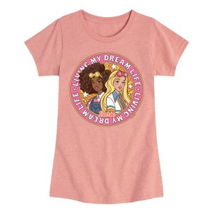Girls' - Barbie - Living My Dream Life- Girls Fitted Short Sleeve Graphic T-Shirt Fitted Short Sleeve Graphic T-Shirt - 1 of 4
