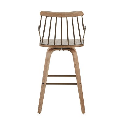 Preston White Washed Wood and Metal Swivel Counter Stool
