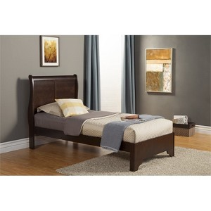 West Haven Twin Wood Sleigh Bed in Cappuccino (Brown) - Alpine Furniture - 1 of 3