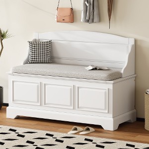 Shoe Bench, Retro Shoe Storage Bench with Safe Soft-Close Devices, Storage Chest W/Hidden Storage & Cushion for Entryway, Living Room - 1 of 4
