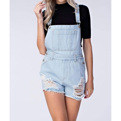 Women's Denim Distressed Overall - Honey Punch