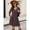 Long Sleeve V-Neck Sweater Dress 2025, Women's Empire Waist Babydoll Fall Dress with Pockets Chocolate Brown - 3 of 4