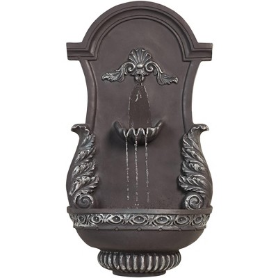 John Timberland Tivoli Grey Ornate Rustic Outdoor 2 Tier Outdoor Wall Water Fountain 33" for Yard Backyard Garden Patio Home Deck Porch House Exterior