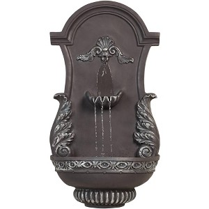 John Timberland Tivoli Grey Ornate Rustic Outdoor 2 Tier Outdoor Wall Water Fountain 33" for Yard Backyard Garden Patio Home Deck Porch House Exterior - 1 of 4