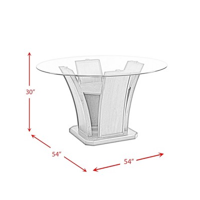 Transitional Simms 54" Round Walnut & Glass Dining Table