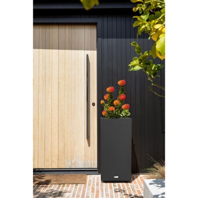 Black Tall Rectangular Plastic Outdoor Planter