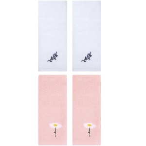 REGALWOVEN 4 Pcs Cotton Soft Absorbent Floral Pattern Hand Towel - 1 of 4