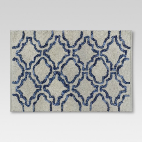 Bath Rug Stonewash Navy Cream Threshold Target