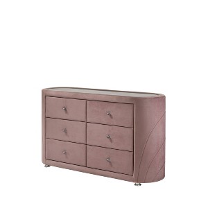 62" Salonia Decorative Storage Drawer Pink Velvet - Acme Furniture: Upholstered, Art Deco Design, Foam Padded, King & Queen Sizes - 1 of 4