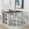 5-Piece Solid Wood Counter Height Dining Table Set, Table with Rack and 4 Upholstered Chairs - ModernLuxe - 3 of 4