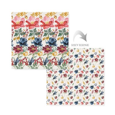 Queen Reversible Cotton Floral Watercolor Quilt Set