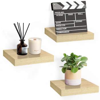 Set of 3 (9") Sorbus Square Floating Shelves with Invisible Mounting Brackets for Living Room Decor, Bedroom, Bathroom Decor, Home & Kitchen (Maple)
