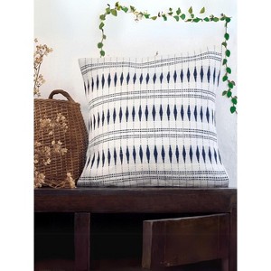 Mela Artisans Navy & White Handwoven Cushion Cover -18" x 18" - 1 of 3