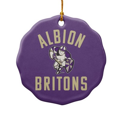Albion College Britons Logo Porcelain Scalloped Holiday Christmas Tree Ornament