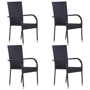 vidaXL Patio Dining Set Dining Table and Chairs Furniture Set Poly Rattan - Black 4 - 1 of 4