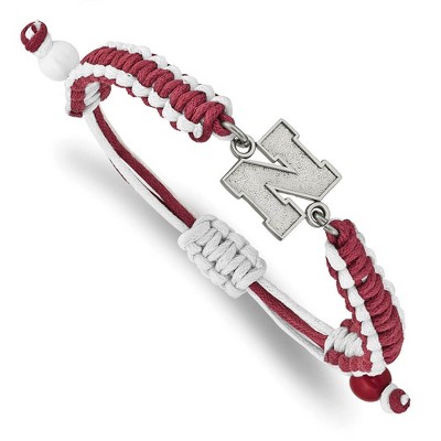 Black Bow Jewelry Stainless Steel Nebraska Cornhuskers NCAA charm Bracelet 9 Inch