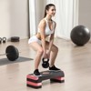 VEVOR Aerobic Exercise Step Platform, 28-Inch Workout Aerobic Stepper, Height Adjustable Fitness Training Step Deck Trainer with 4 Risers,Red&Black - 2 of 4
