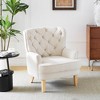 Handmade Vintage Club Chair with Ottoman, Button-Tufted Plush Fabric, Ergonomic Back, Rubber Wood Legs for Living Room - 4 of 4