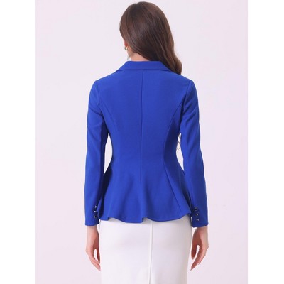 Allegra K Women's Dressy Single Button Business Casual Work Peplum Blazer Royal Blue Large — фото 3