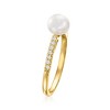 Ross-Simons 6-6.5mm Cultured Pearl and .10 ct. t.w. Diamond Ring in 14kt Yellow Gold - 3 of 4