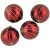 Northlight 4ct Burgundy Red and Gold Glitter Striped Glass Christmas Ball Ornaments 3" (76mm) - image 4 of 4