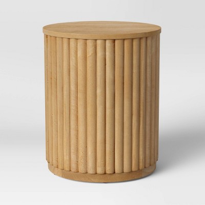 Wood Fluted Drum End Table Natural - Project 62™