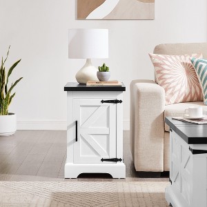 Airsurfer Farmhouse End Table with Barn Door and Adjustable Shelf, Rustic Nightstand or Sofa Side Table for Living Room & Bedroom - 1 of 4